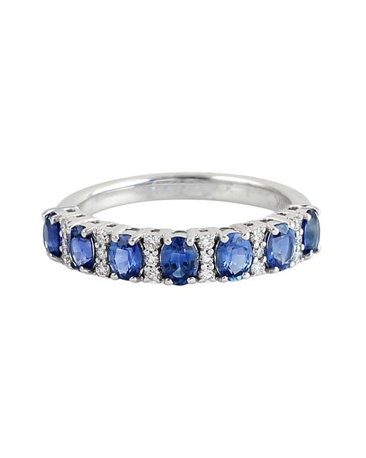 Artisan Blue 18K Oval Sapphire & Diamond Half Eternity Ring