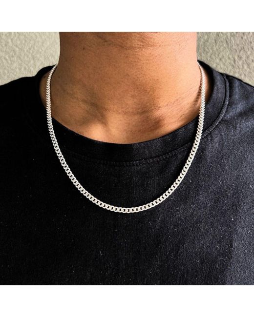 Edge Only Metallic Curb Chain 3.7Mm 55Cm Sterling for men
