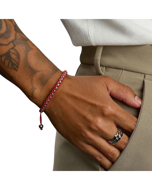 Nialaya Red String Box Chain Bracelet for men