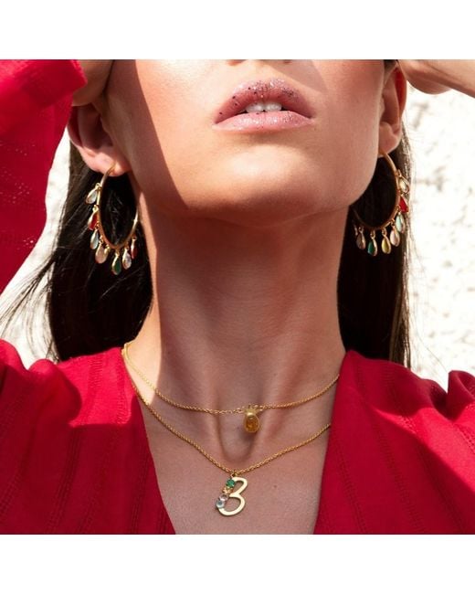 Lavani Jewels Metallic Multicolored Initial T Necklace