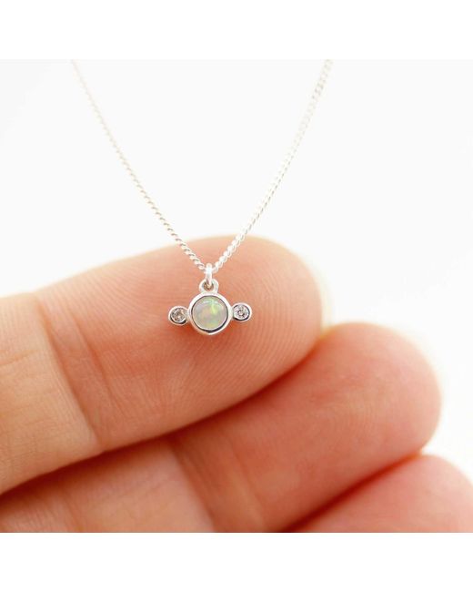 Lee Renee Metallic Opal & Diamond Necklace – Silver