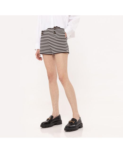 Nissa Black High Waisted Shorts Printed