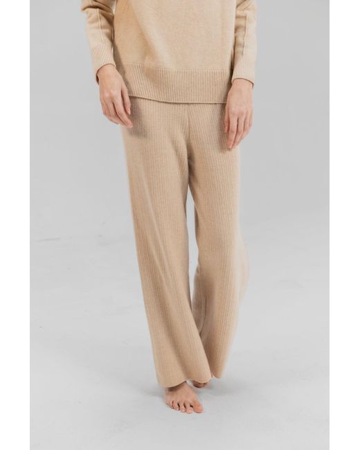 Maison Lointaine White Neutrals Signature Pants Ribbed Rice Apricot