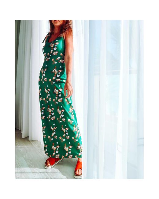 Sophie Cameron Davies Green Floral Cotton Maxi Dress