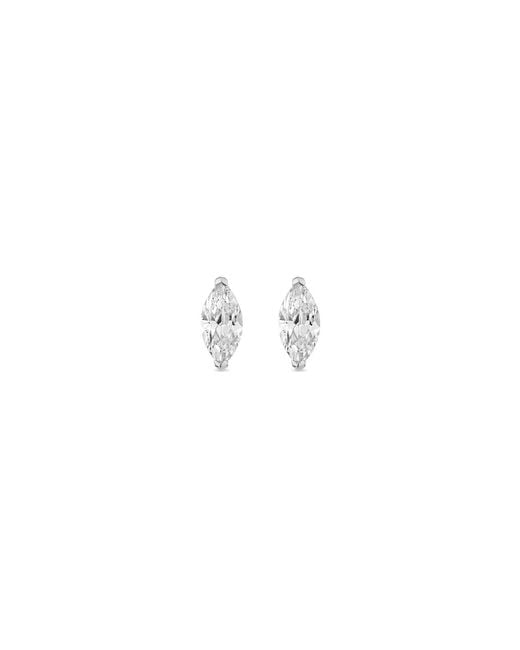 SALLY SKOUFIS White Natural Stud Earrings With Made Cz Diamond Stimulant