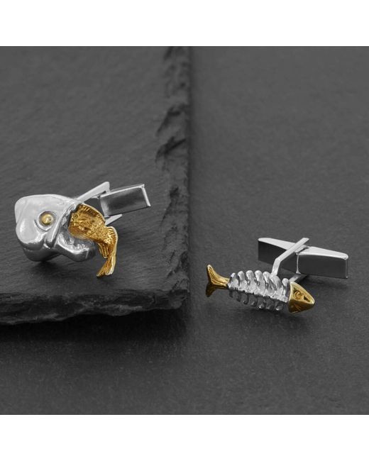 Simon Kemp Jewellers Metallic Piranha Cufflinks for men