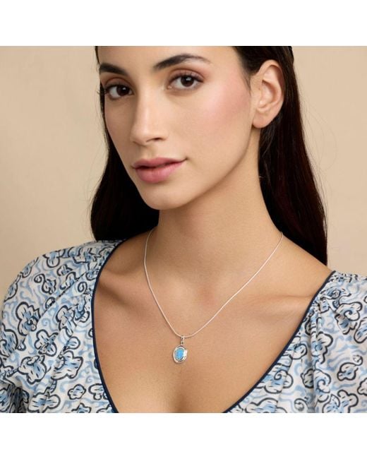 Isla Silver Blue Handmade Spiral Pendant With Fire Opal