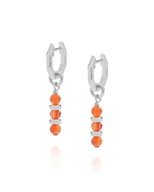 Nellou Jewellery Multicolor Linear Huggie Birthstone Earrings July Sterling