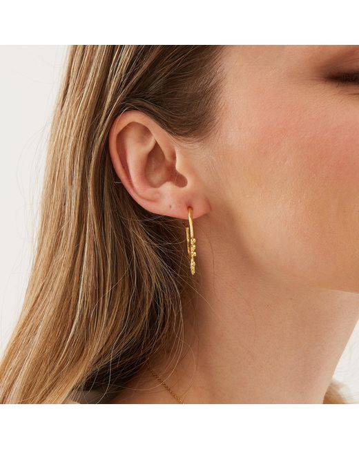 Spero London Metallic Sterling Crown Natural Textured Molten Large Hoop Earring