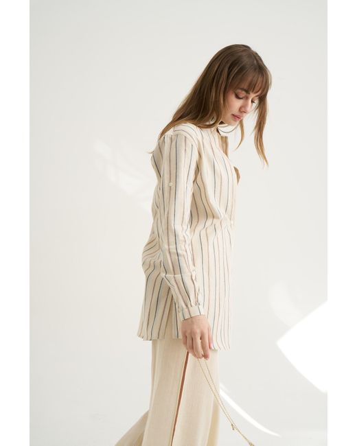 Unexpectedone White Neutrals Shades Of Shirt Burgundy Matching Soul Mate Side Slit Trousers