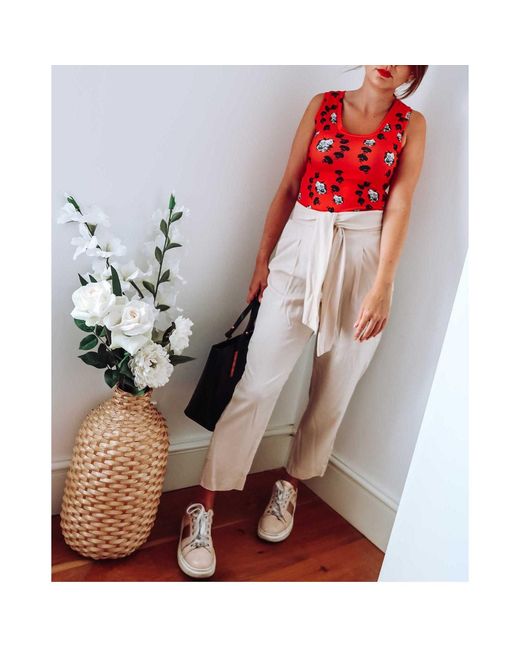 Sophie Cameron Davies Red Floral Cotton Vest Top
