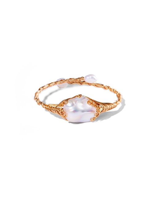 Ebru Jewelry Metallic Cleopatra's Treasure Baroque Pearl Arm & Cuff Bracelet