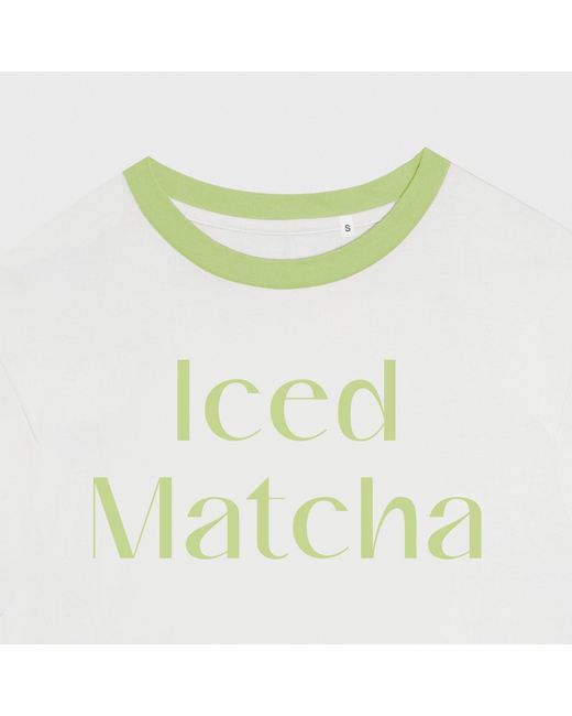 The New Orchard White Vegan T-Shirt Iced Matcha