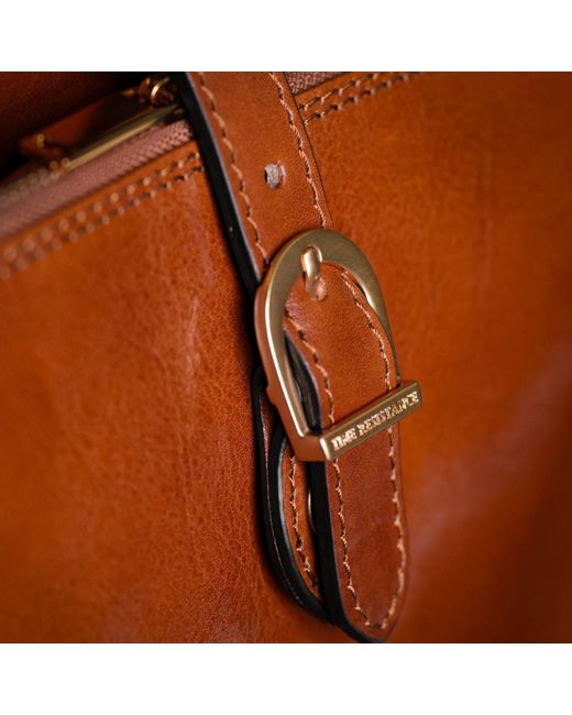 Time Resistance Brown Convertible Leather Backpack Shoulder Bag Cognac