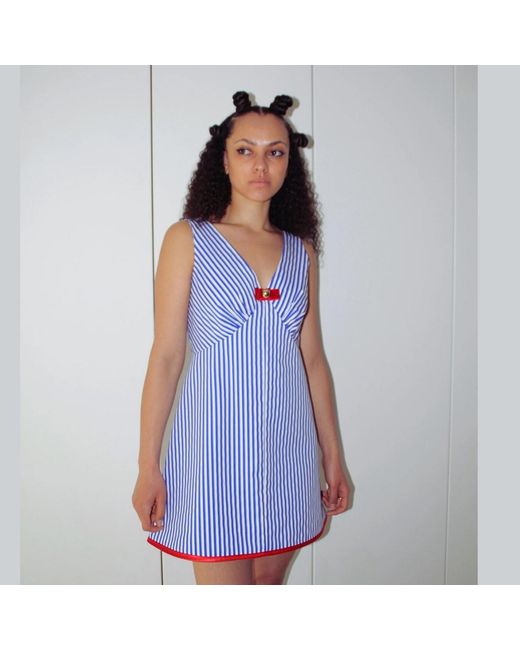 Couture to Your Door Blue And Stripped Nautical Mod Dress