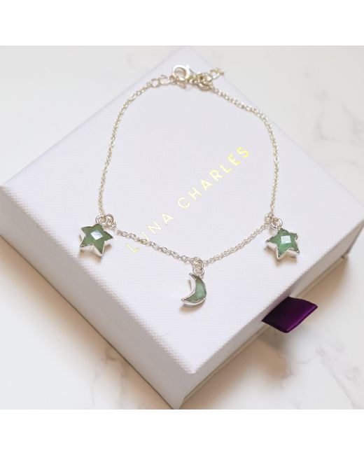 Luna Charles Metallic Amelia Aventurine Star & Moon Charm Bracelet