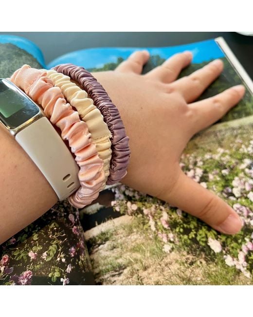 Soft Strokes Silk Pink Set Of Three Pure Mulberry Silk Skinny Scrunchies Weekly Special Hair Ties Birthday Cake
