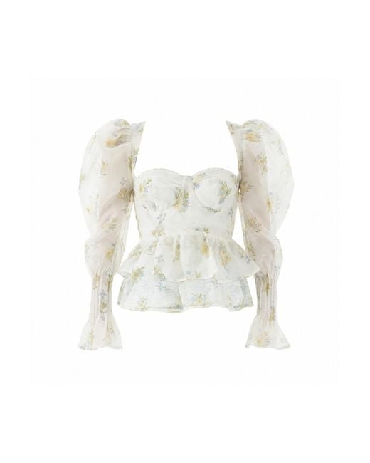 We Are Kindred White Cynthia Silk Long Sleeve Top