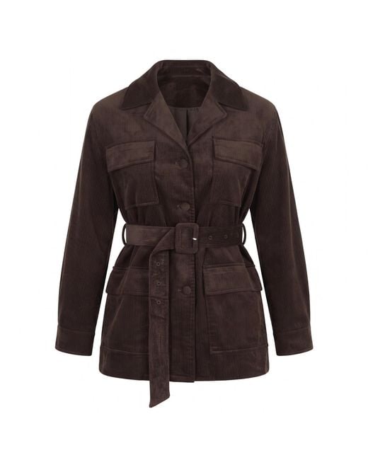 Modenaire Brown Corduroy Belted Utility Jacket