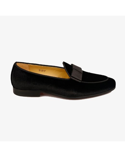 DAVID WEJ Black Bradford Velvet Belgian Bowtie Loafers – for men