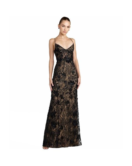 Mac Duggal Black Sleeveless Embellished Open Back Column Gown
