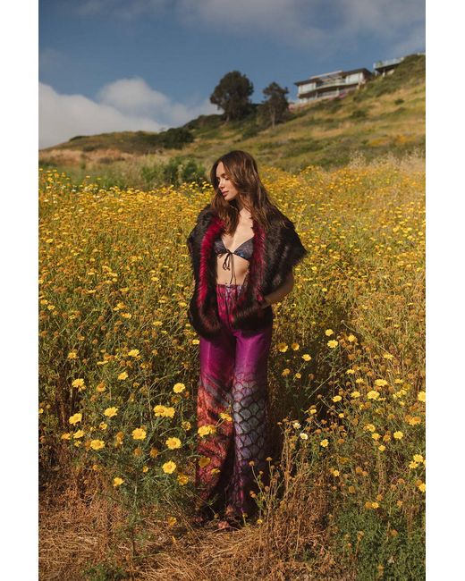 Jennafer Grace Red Sangre Faux Fur Shawl