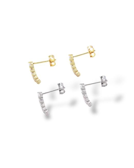 Jagged Halo Jewelry Metallic Crystal Bar Stud Earrings