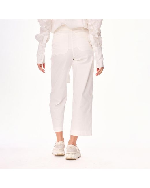 Mandragora White Neutrals Remo– Ecru Straight-Leg Cotton Cropped Trousers