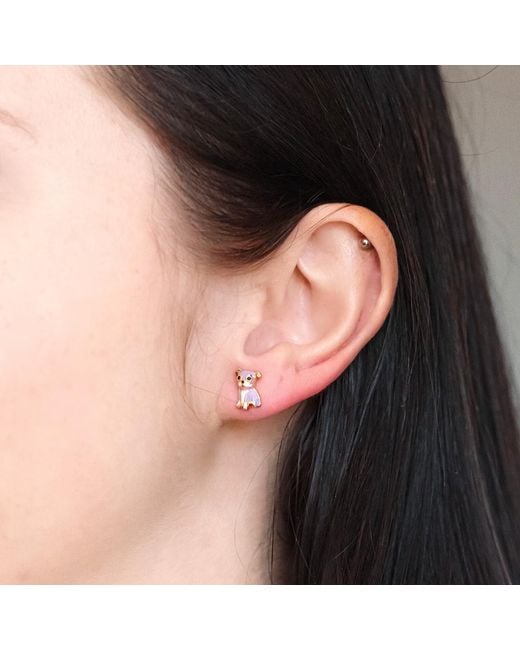 Cloud Haven Metallic Bulldog Stud Earrings