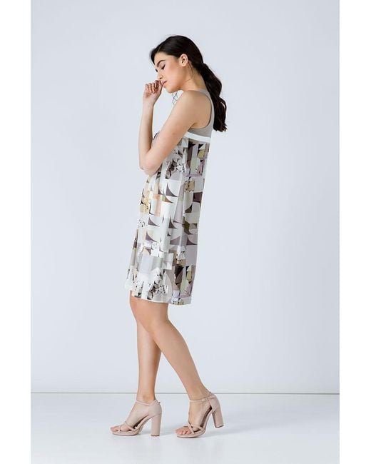 Conquista Natural Neutrals A Line Print Dress