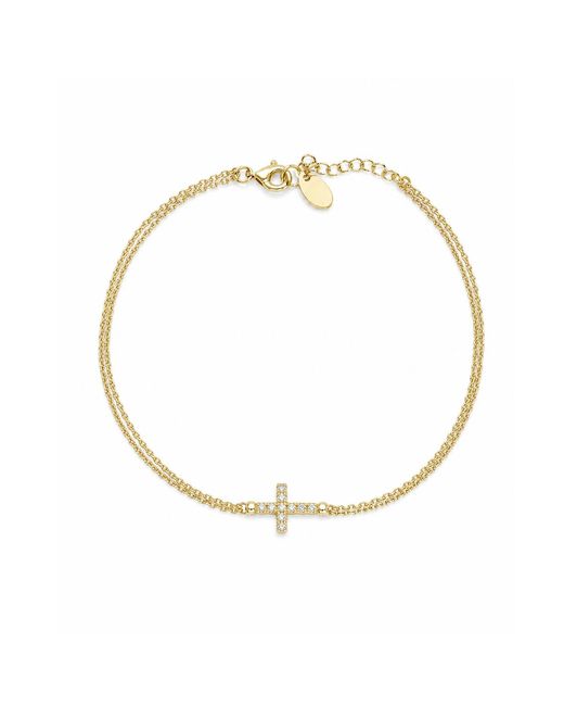 Argento Vivo Brown Double Layer Chain And Cross Anklet