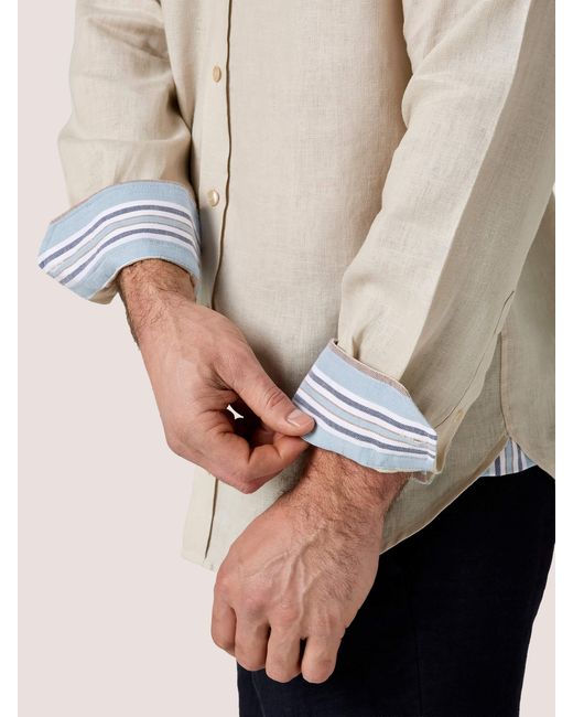 Koy Clothing White Neutrals Sand Linen Shirt for men