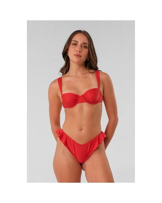 Blackbough Swim Red Elsie Ruffled Cheeky Bottoms Hot Gloss