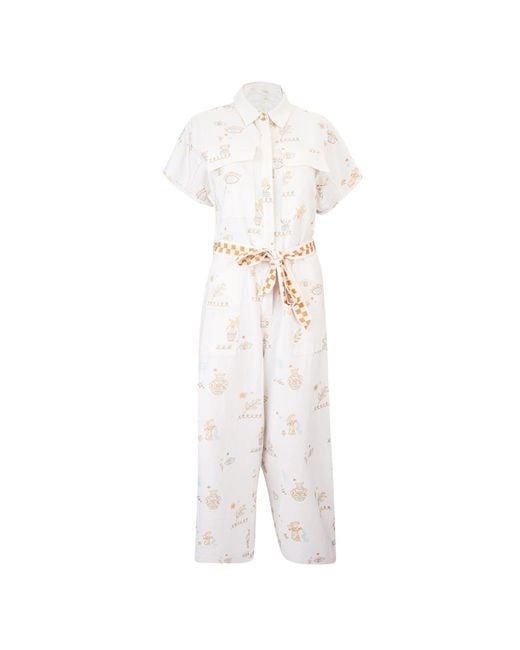 Em & Shi White Neutrals Villa Greco Jumpsuit