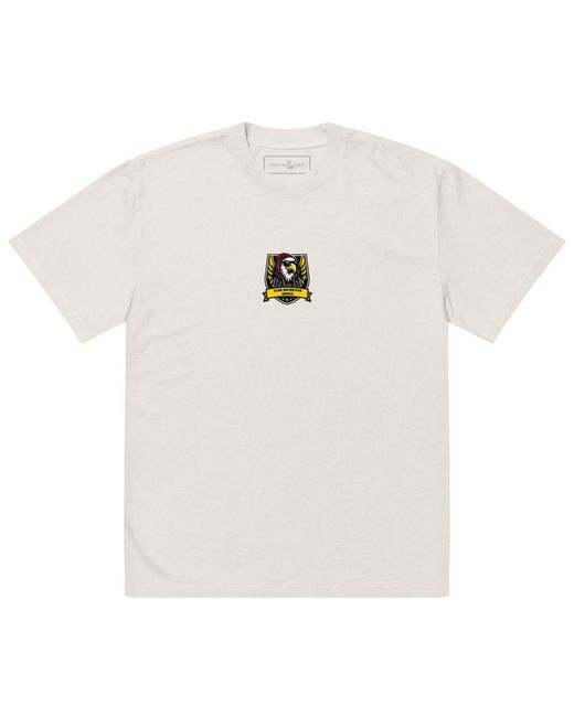 Anchor and Crew White Neutrals Faded Bone C. D. Aguila El Clasico Football Cotton Oversized T-Shirt for men