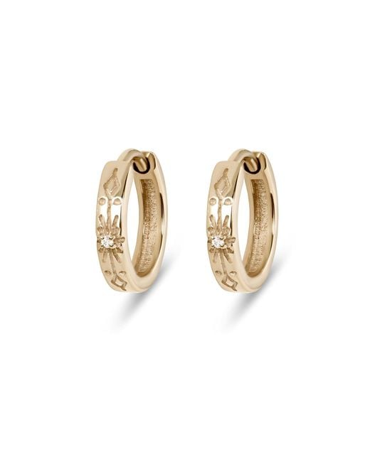 Zohreh Metallic Diamond Starburst Huggie Hoop Earring Pair 9K