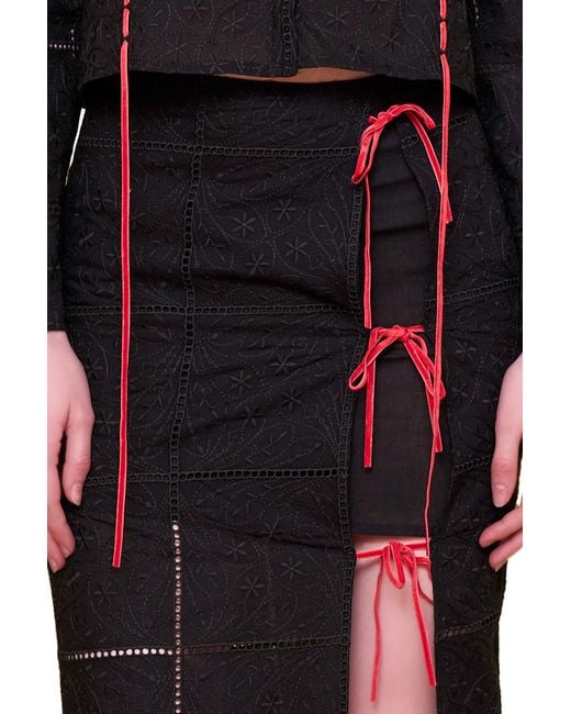 Pcfg Black The Broderie Anglaise Edit Embroidered Slit Maxi Skirt