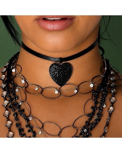 Persia Dona Jewelry Black Italian Oval Necklace