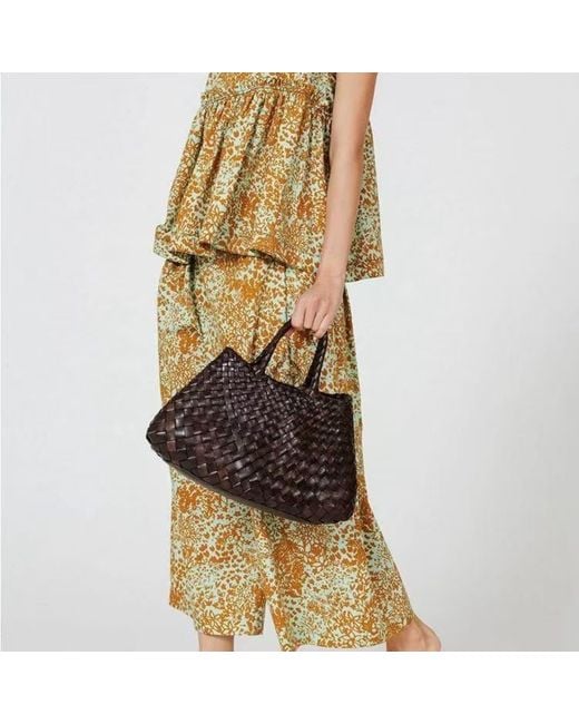 Rimini Brown Woven Vegan Leather Tote 'Elisabetta'
