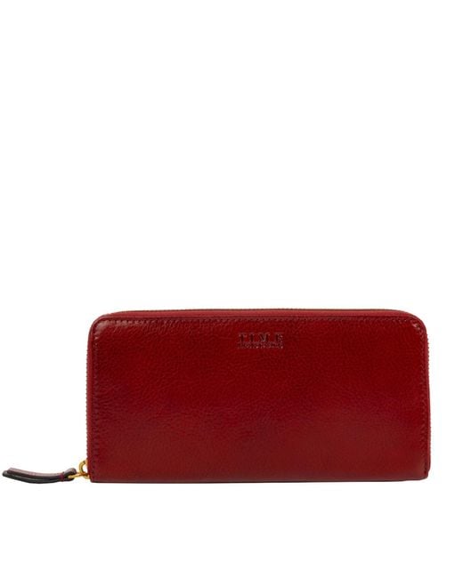 Time Resistance Red Leather Continental Wallet