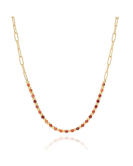 Nellou Jewellery Metallic Carnelian Gem Shine Necklace Plated Sterling