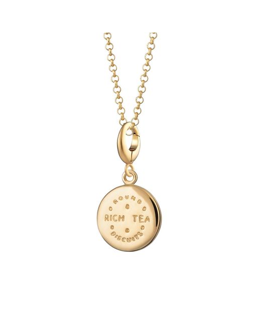 Lily Charmed Metallic Plated Rich Tea Biscuit Charm Necklace