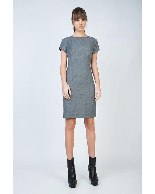 Conquista Gray Short Sleeve Straight Tailored Dress