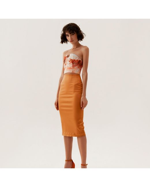 La Musa Orange Apricot Pencil Skirt