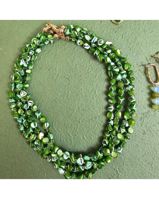 Farra Green Natural Shell Multi-Layers Necklace