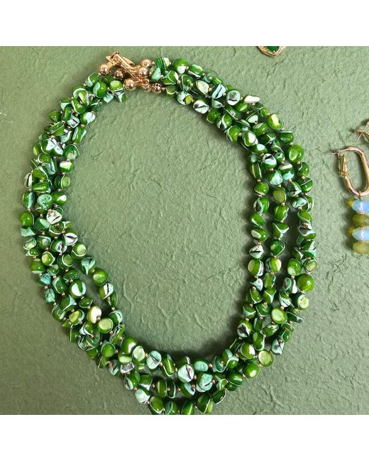 Farra Green Natural Shell Multi-Layers Necklace
