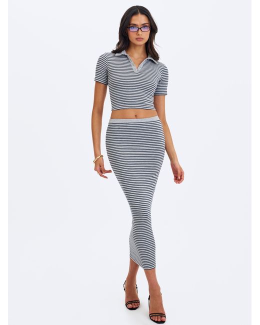 Miss Circle New York Blue Westley & Lyocell Jersey Striped Polo Top