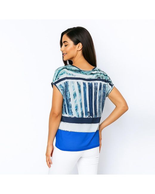 Conquista Blue Printed Egg-Shaped Jersey Top – Soft Viscose Blend