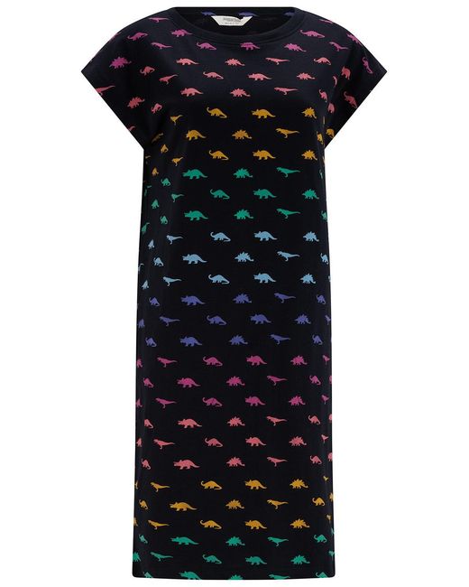 Sugarhill Black Katelyn Jersey T-Shirt Dress, Jurassic Jive