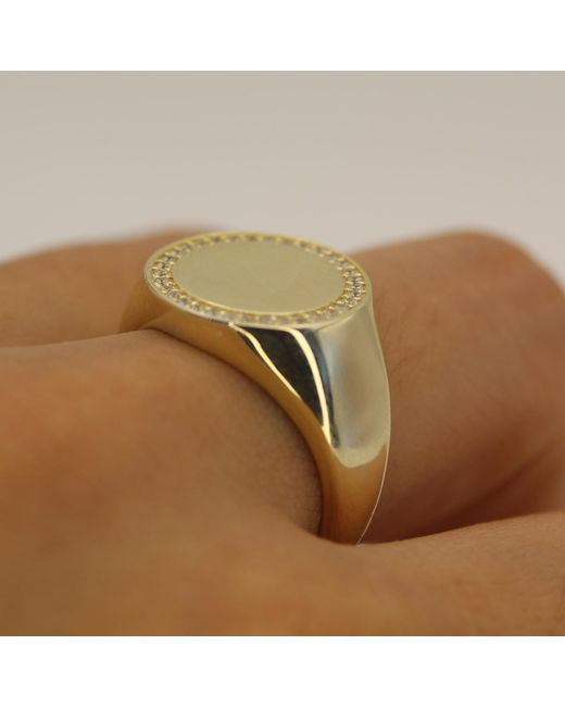 VicStoneNYC Fine Jewelry Metallic Natural Diamond Signet Ring for men